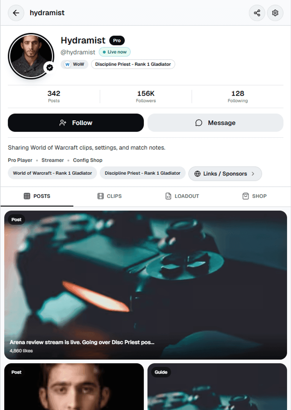 GamerGuild profile preview